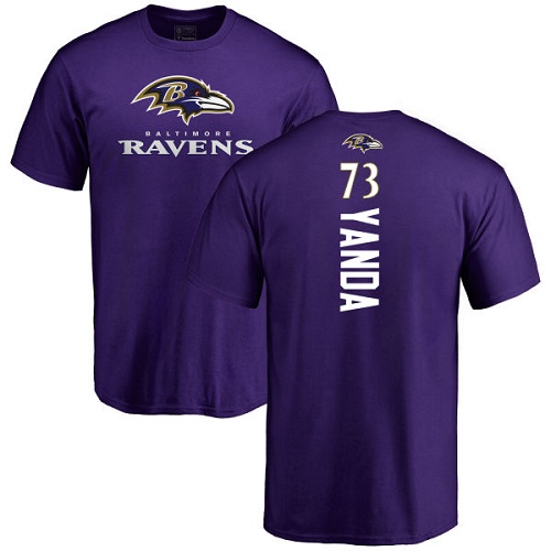 Men Baltimore Ravens Purple Marshal Yanda Backer NFL Football #73 T Shirt